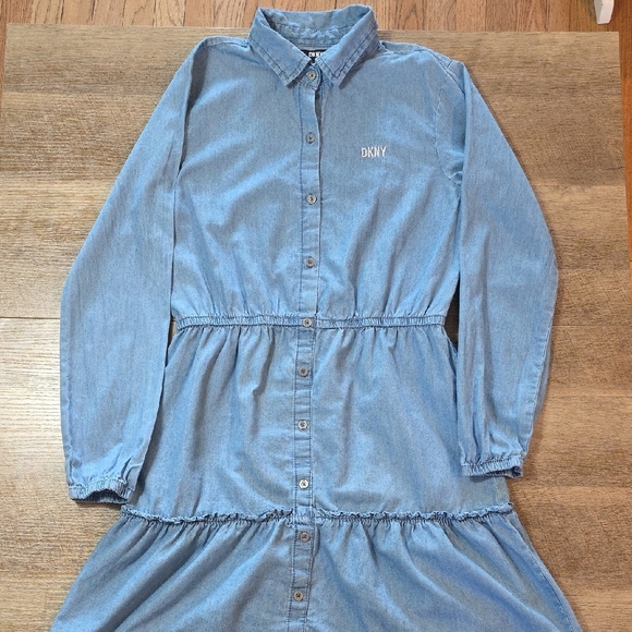 DKNY Chambray Button-Down Dress- Girls Size L - Picture 1 of 6